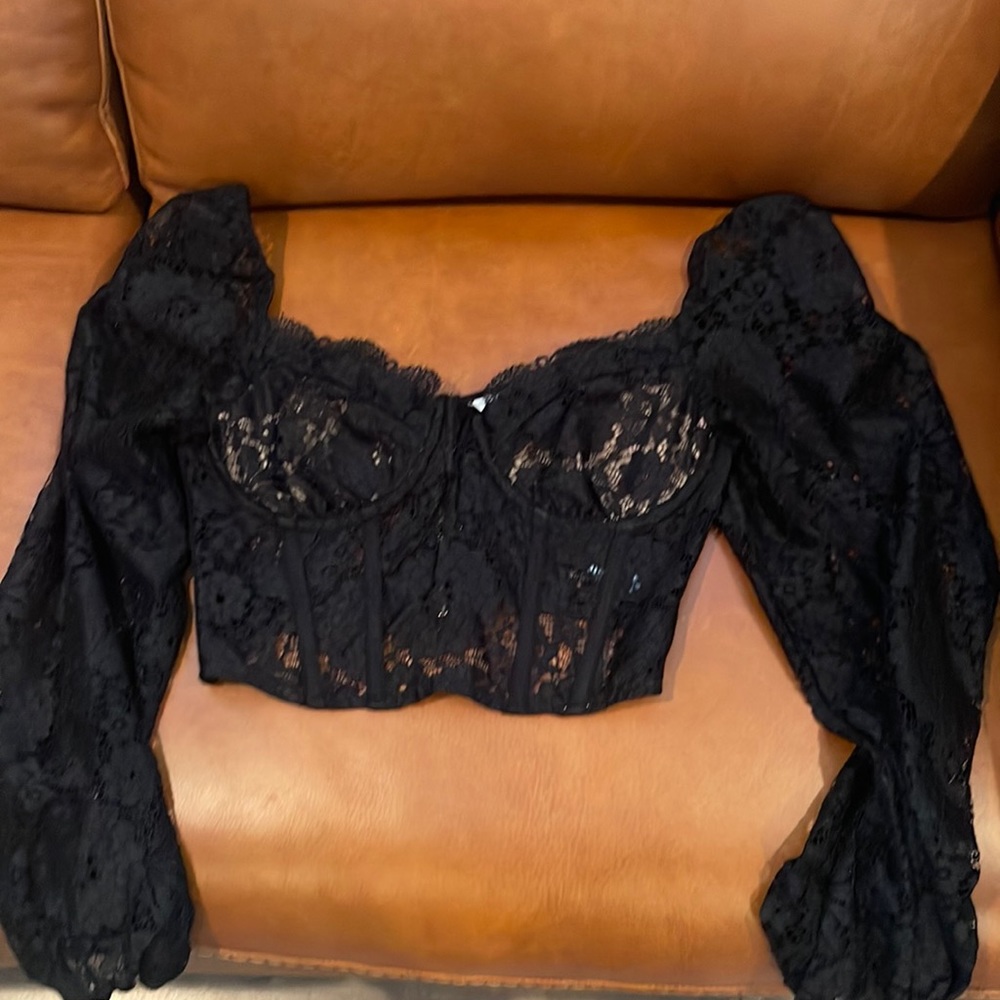 VICI Black Lace Bustier Crop Top